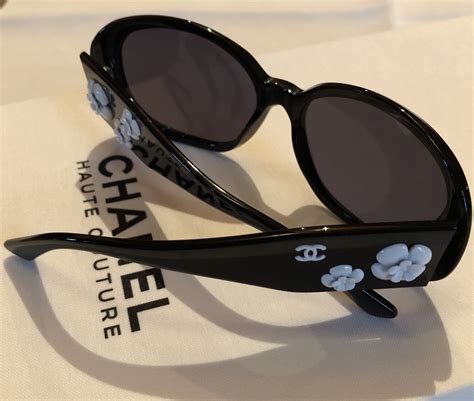 chanel sunglasses with flower on side|Chanel Brown Frame Camellia Flower Sunglasses.